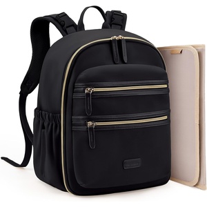 image:imagemommore Neoprene Diaper Bag Backpack Small Baby Bag Travel Mini Diaper Backpack for Newborn with Insulated Pockets Stroller Straps  Waterresistant neoprene Small diaper backpack with Insulated Pockets amp Stroller StrapsBlack