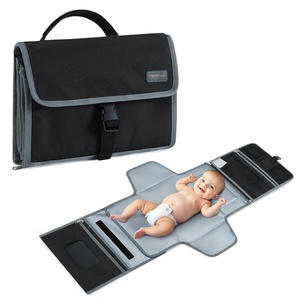 image:imagemommore Portable Changing Pad for Newborn Expandable Diaper Changing Pad with Wipes Pockets Water Resistance Baby Changing Pad for Travel Shopping Shower GiftsExtendedBlack