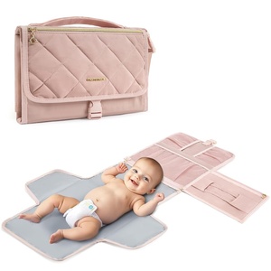 image:imagemommore Portable Changing Pad for Newborn Expandable Diaper Changing Pad with Wipes Pockets Water Resistance Baby Changing Pad for Travel Shopping Shower GiftsNormalPink