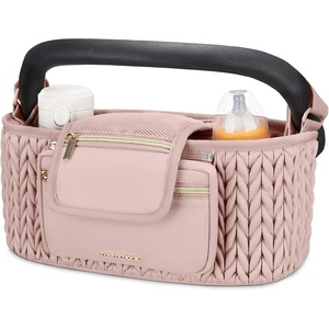 image:imagemommore Universal Stroller Organizer with Insulated Cup Holders  NonSlip Stroller Caddy Baby Essentials with Detachable Phone Bag Fits for Uppababy Baby Jogger Britax StrollersPink