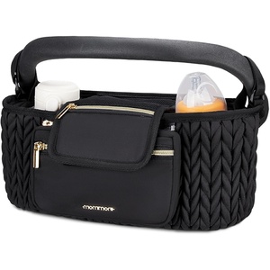 image:imagemommore Universal Stroller Organizer with Insulated Cup Holders  NonSlip Stroller Caddy Baby Essentials with Detachable Phone Bag Fits for Uppababy Baby Jogger Britax StrollersBlack