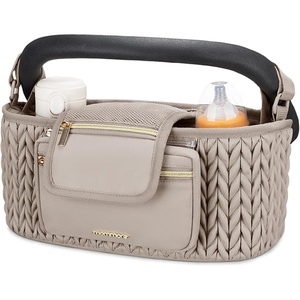 image:imagemommore Universal Stroller Organizer with Insulated Cup Holders  NonSlip Stroller Caddy Baby Essentials with Detachable Phone Bag Fits for Uppababy Baby Jogger Britax StrollersLight Cafe