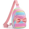image:imagemommore Kids Sling Bag Fanny Pack for Girls Aged 310 Gifts Crossbody Bag  Cute Toddler Purse Birthday Gifts Little Girls Purse with Adjustable Strap for Daily Travel Play Park CatGradient Glitter Bow