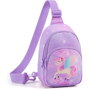 image:imagemommore Kids Sling Bag Fanny Pack for Girls Aged 310 Gifts Crossbody Bag  Cute Toddler Purse Birthday Gifts Little Girls Purse with Adjustable Strap for Daily Travel Play Park CatPegasus Pattern Print