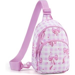 image:imagemommore Kids Sling Bag Fanny Pack for Girls Aged 310 Gifts Crossbody Bag  Cute Toddler Purse Birthday Gifts Little Girls Purse with Adjustable Strap for Daily Travel Play Park CatBow Pattern Print