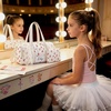 image:imageMommore Puffy Ballet Dance Bag for Girls 610 with Makeup Bag Beige CherryPink Bow