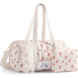 image:imageMommore Puffy Ballet Dance Bag for Girls 610 with Makeup Bag Beige CherryBeige Cherry