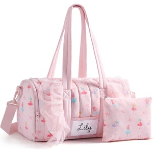 image:imageMommore Puffy Ballet Dance Bag for Girls 610 with Makeup Bag Beige CherryPink Ballet