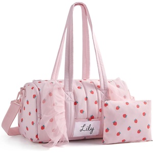 image:imageMommore Puffy Ballet Dance Bag for Girls 610 with Makeup Bag Beige CherryPink Strawberry